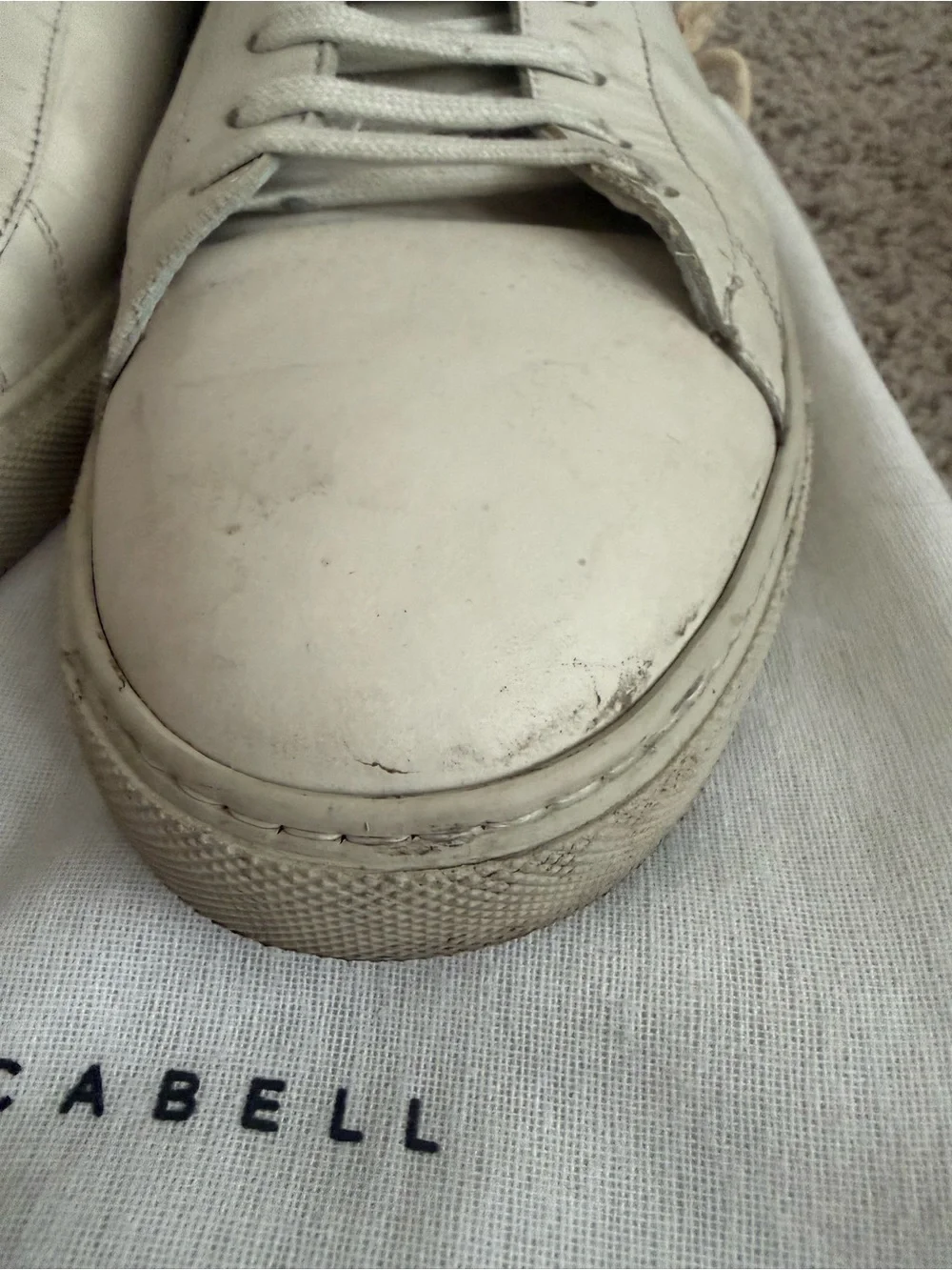 Oliver Cabell Men’s White Leather Low-Top Sneakers - Minimal Lace-Up